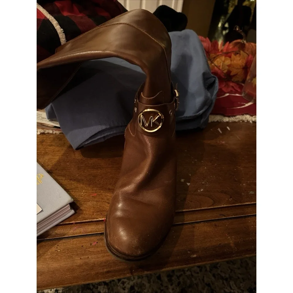 Michael Kors  Heather Women's Brown Leather Knee Riding Boots 16